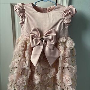 Rare Editions Pink Dress with Rosette Skirt